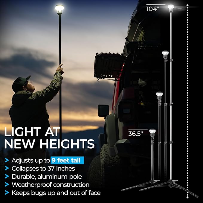 Devos Outdoor LightRanger 1200 - High-Performance LED Tripod Lantern with Adjustable Height, 1200