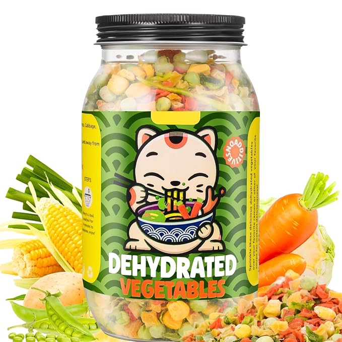 Freeze Dried Mixed Dehydrated Vegetables - 10.58oz Natural Ramen Toppings Vegetable Flakes, No