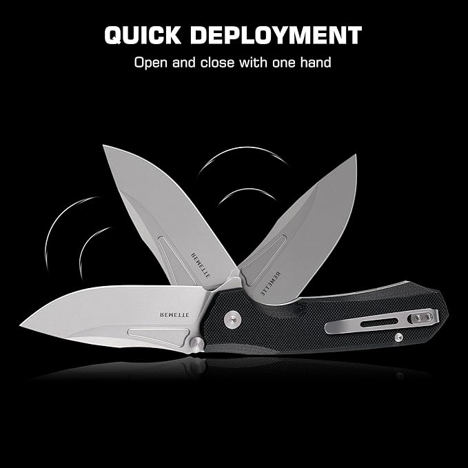EDC Pocket Knife Rhino,3" D2 Steel Blade Durable G10 Handle, Folding Pocket Knives with Reversible