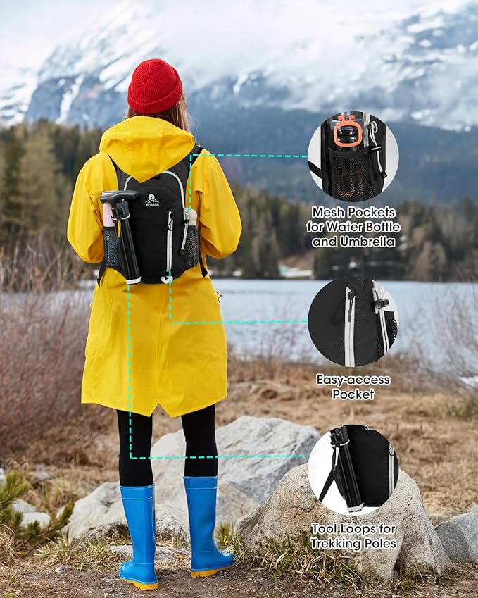 Small Hiking Backpack with Front Phone Holder, Packable Back pack with Chest and Waist Strap