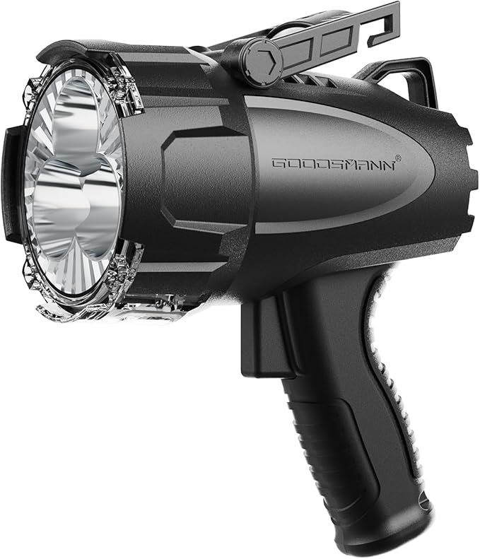 GOODSMANN Rechargeable Spotlight LED Portable Handheld Searchlight up to 6000 Lumen IP67 Waterproof