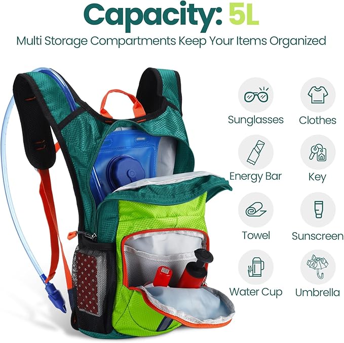 2 Pcs Kids Hydration Backpack with 1.5l Water Bladder Lightweight Kids Hiking Backpack Water