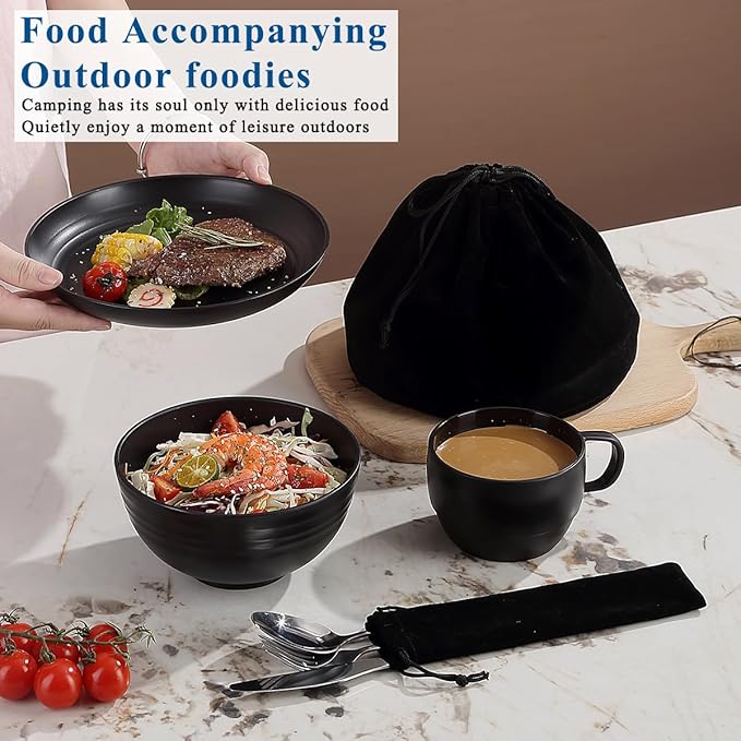Berglander Camping Mess Kits, Silverware Set Spoons Forks Knives, Camping Essentials Gear