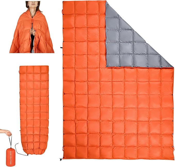 Down Camping Blanket, Muti-Use Outdoor Travel Blanket, Puffy Sleeping Bag Blanket, Waterproof