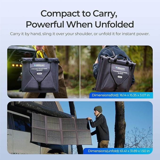 Renogy 200 Watt Solar Panel Blanket, N-Type Portable Foldable Solar Panels, 25% High Efficiency