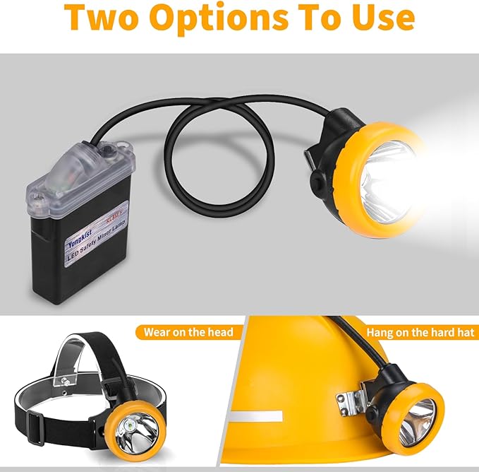 Safety Mining Headlamp 1+2 LED Rechargeable Coal Mining Light with Battery Pack, Waterproof