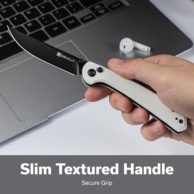 SENCUT Skelfin Pocket Knife for EDC, Folding Knife with 3.3'' Blade & G10 Handle, for Camping