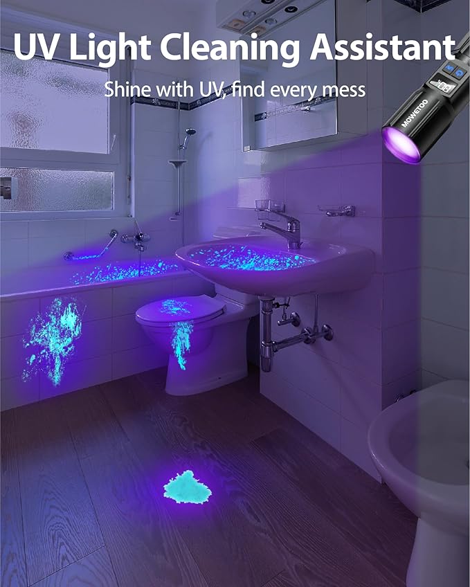 Black Light Flashlight 395NM, UV Light USB C Rechargeable with LCD Display, Zoomable Woods Lamp