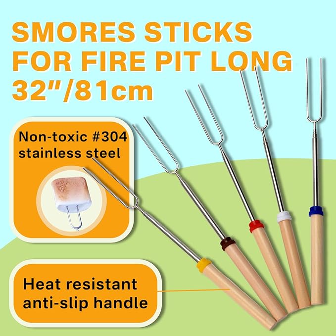 6-in-1 Dutch Oven Camping Accessories Kit - Campfire Cooking Equipment with Marshmallow Roasting