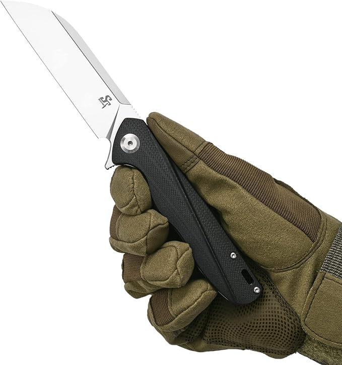 Sitivien ST103 Folding Knife, D2 Steel Blade+G10 Handle Pocket Knife, EDC Tool Knife for Outdoor