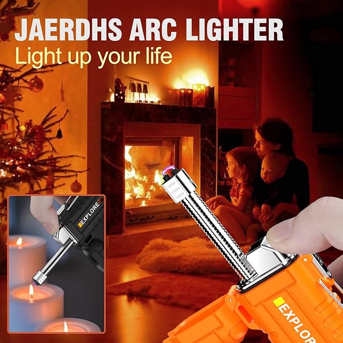 Waterproof Electric Lighter with 360°Flexible Long Neck, Outdoor Windproof Arc Lighter USB