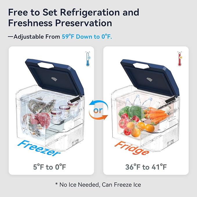 Car Refrigerator Portable 12V Fridge 32 Quart 12 Volt Freezer Compressor Cooler 12V/24V DC 110～240