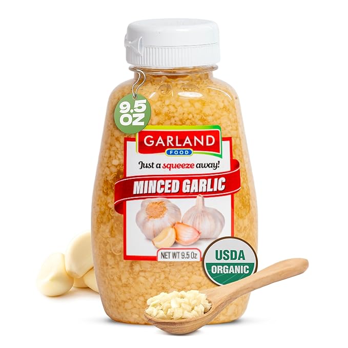 Garland Food Squeezable Minced Garlic in Water 9.5 oz ??Made in the USA - Garlic Minced Squeeze