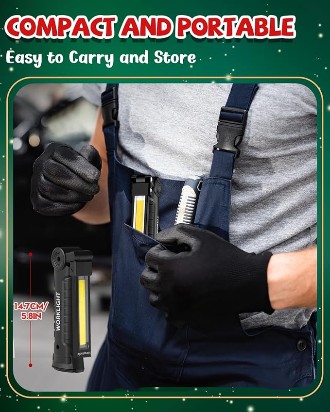 Coquimbo Tool Gifts for Men Him, Rechargeable LED Work Lights Grill Light with Magnetic Base 5