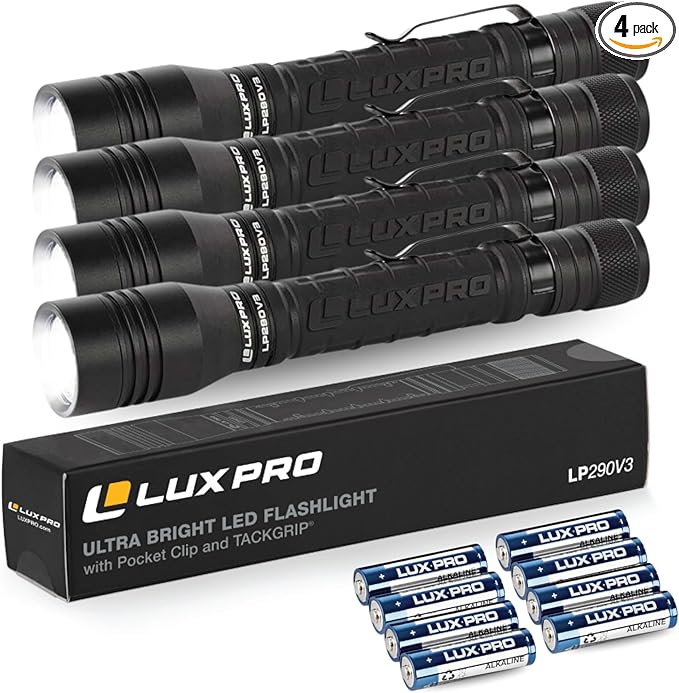 LUXPRO LP290V3 LED Flashlight - Bright 300 Lumens with 3 Light Modes - Aircraft-Grade Aluminum with
