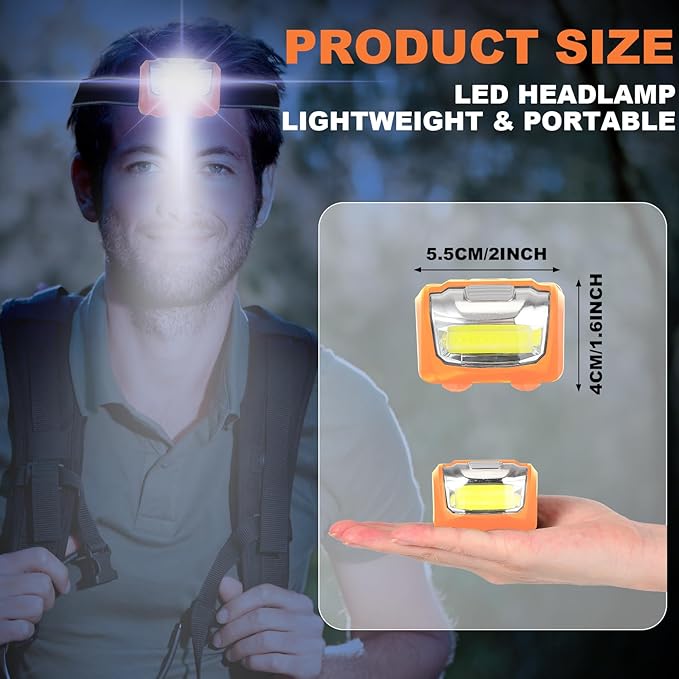 Macarrie 18 Pack LED Headlamps IPX4 Waterproof 3 Modes Headlamp Flashlight Bright Head Lights