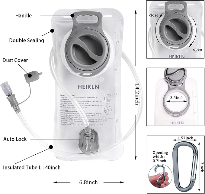 Hydration Bladder 1.5L-2L-3L,Leak Proof Water Reservoir, BPA Free Military Water Storage Bladder