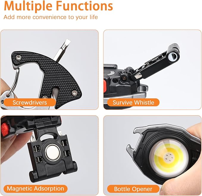 MAKDAK 2PC Keychain Flashlight Rechargeable Cob Keychain Work Light 7 Modes 1600Lumen High Lumen