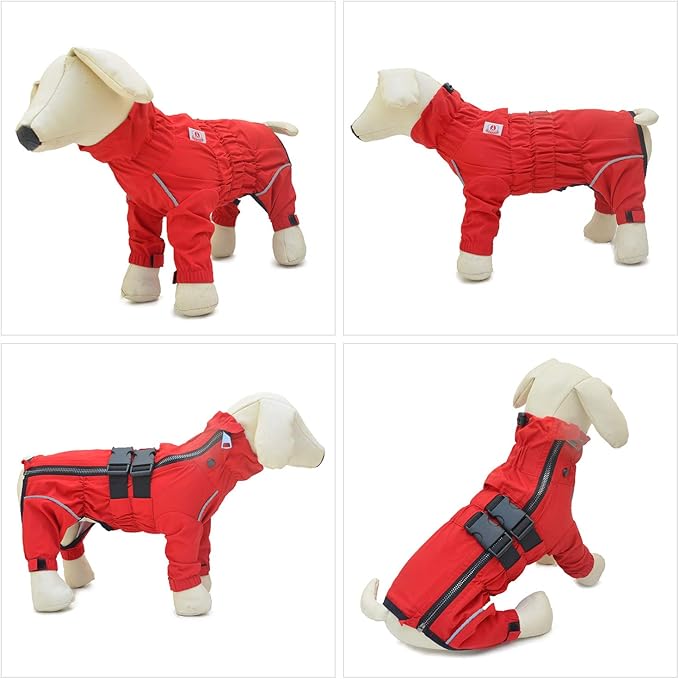 Dogs Waterproof Jacket, Lightweight Waterproof Jacket Reflective Safety Dog Raincoat Windproof