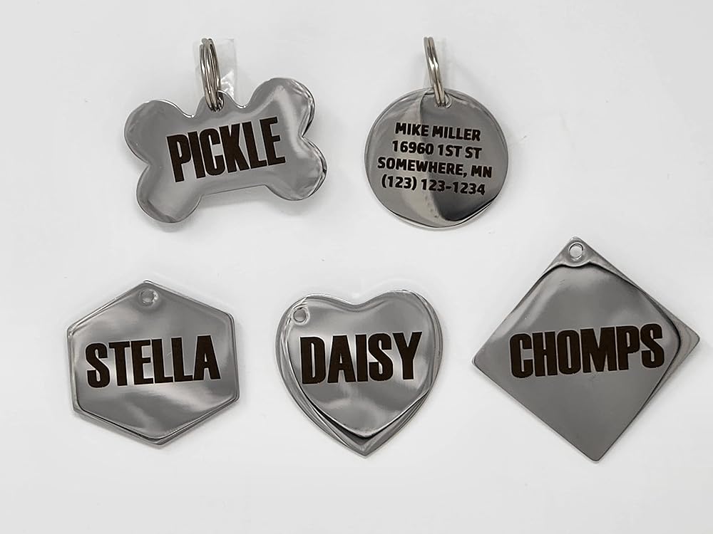 Dr. Fremont's Stainless Steel ID Dog Tags Engraved for Pets Personalized for Cat or Dog Collar Bold