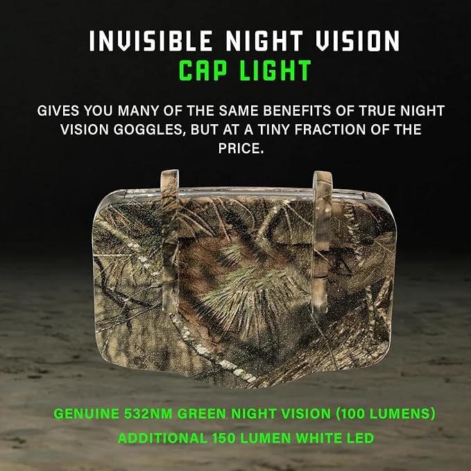 Night Vision Cap Light ?“Compact, Clip-On Hat Flashlight Powered by AAA | Dual LED Modes for