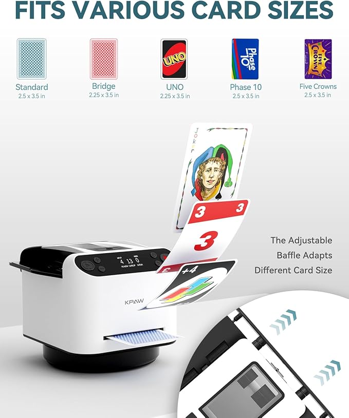 Automatic Card Shuffler and Dealer - 1-2 Decks Support 12 Players, 4 Drawing Remotes, Auto