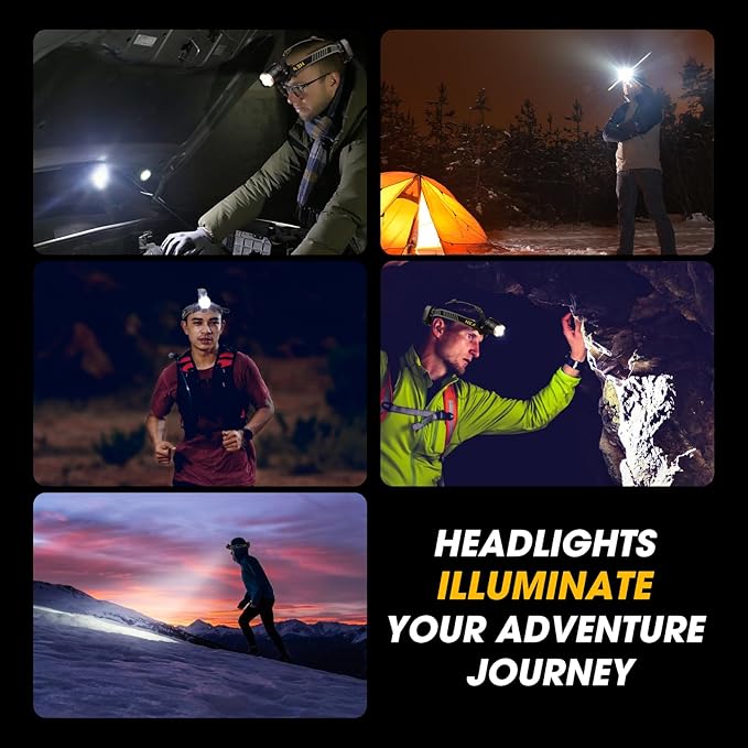 1,000,000 LM Rechargeable Headlamp, 90° Adjustable Head Lights for Forehead, Headlamps for Adults