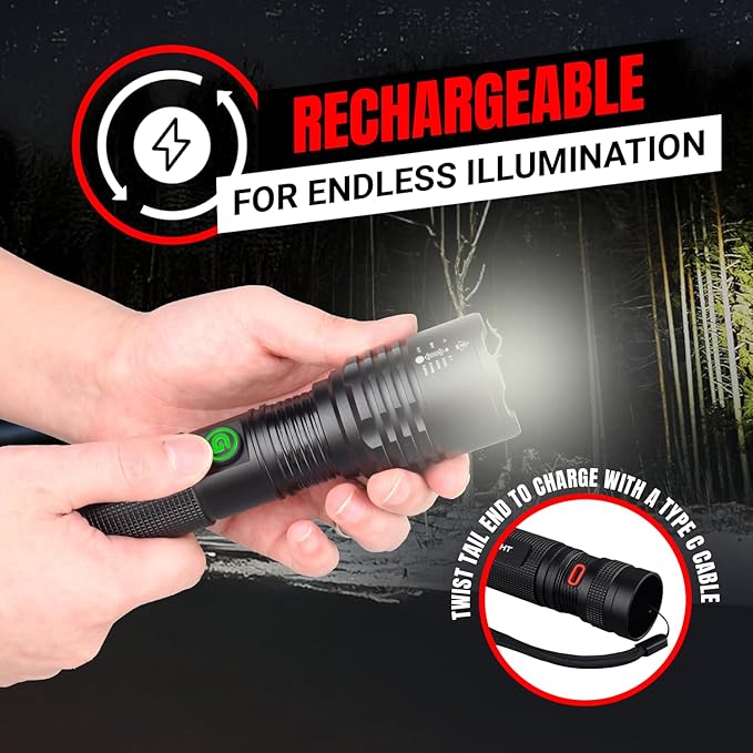 GearLight S2000 LED Rechargeable Flashlight High Lumens - Super Bright, Powerful, Mid-Size Tactical