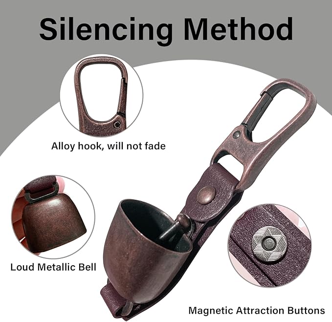 Bear Bell with Magnetic Silencer|Bear Bells for Hiking & Camping|Bear Deterrent Device with