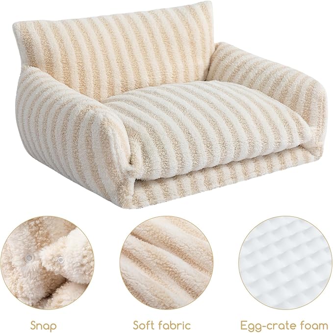 Hollypet Cat Bed Fluffy Plush Mutifuctional Double-Layer Soft Pet Couch Orthopedic Sofa Nest Beds