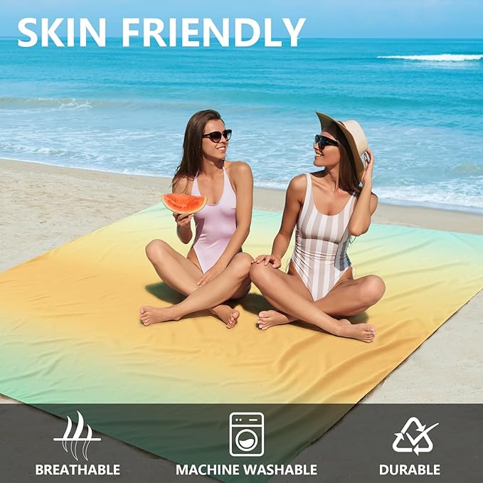 Beach Blanket Waterproof Sandproof Beach Mat 79" X 83"/10'x9'for 2-8 Adults Quick Drying Outdoor
