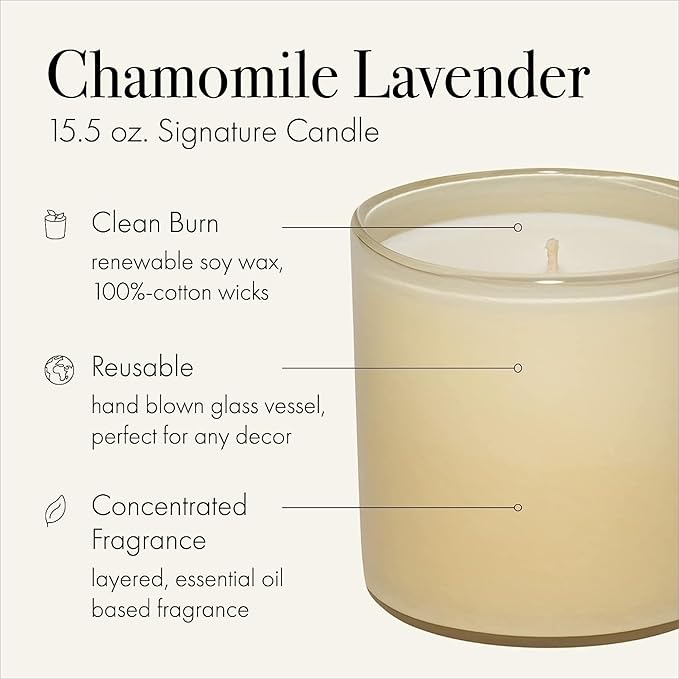 LAFCO New York Signature Candle, Chamomile Lavender - 15.5 oz, 2 Pack - 90-Hour Burn Time