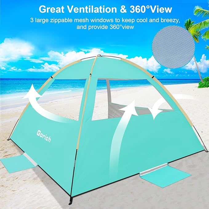 Gorich Beach Tent Sun Shelter for 3/4-5/6-7/8-10 Person with UPF 50ï¼?UV Protection, Lightweight &