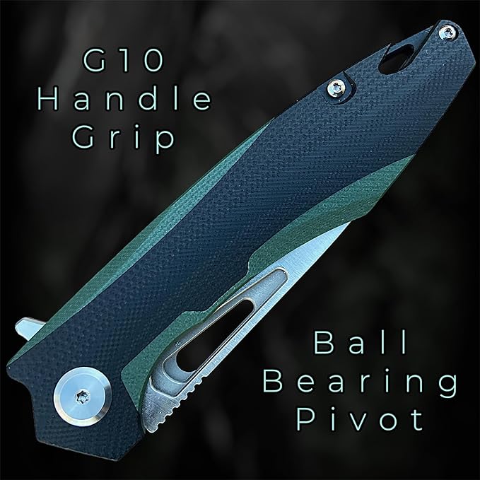 TACTICAL GEARZ Pocket Folding Knife for EDC, D2 Steel Blade, Dual Color G10 Handle, Includes Sheath