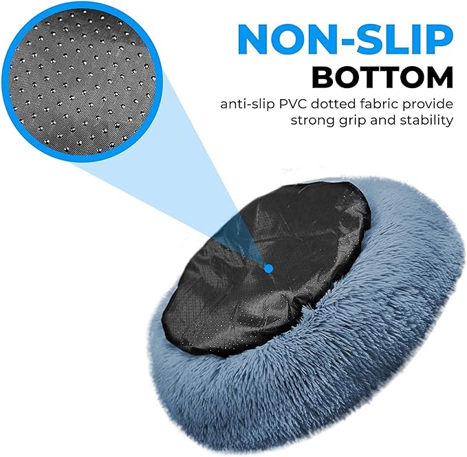 Whiskers & Friends Cat Bed, Cat Beds for Indoor Cats Washable, Orthopedic Soft Fluffy Round Calming