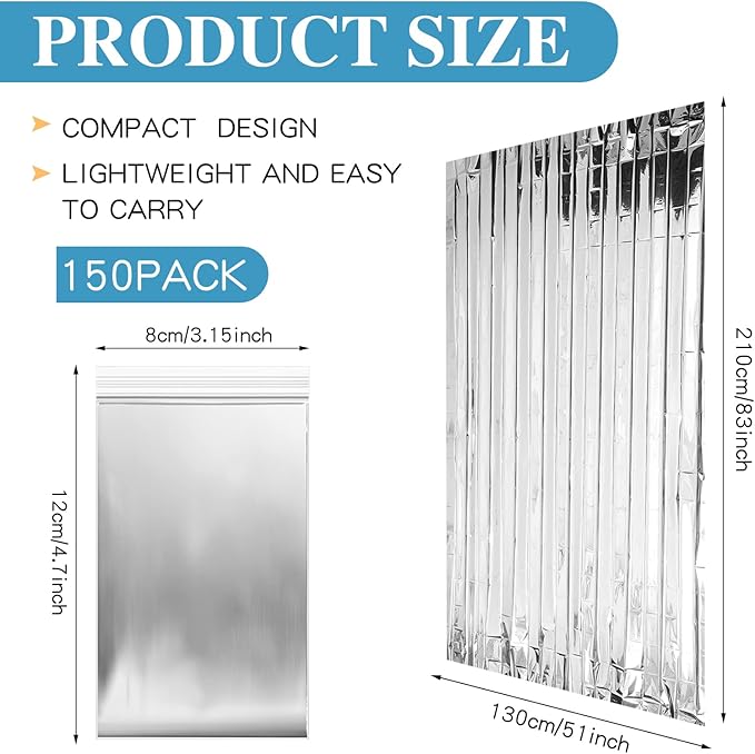 Macarrie Emergency Blanket Bulk - Survival Thermal Silver Foil Reflective Blankets Set Pack for