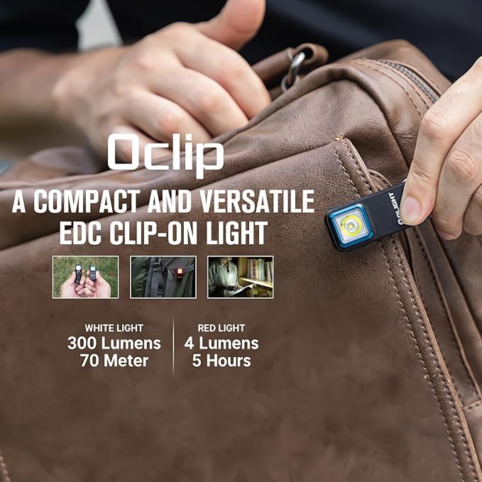 OLIGHT Oclip Rechargeable EDC Flashlight 300 Lumens Dual Sources Compact Pocket Clip Light