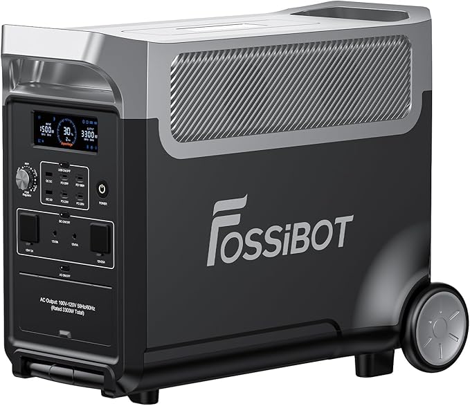FOSSiBOT 3600 PRO Portable Power Station, 3 x 230 V AC Output 3600 W/3840Wh LiFePO4 Battery