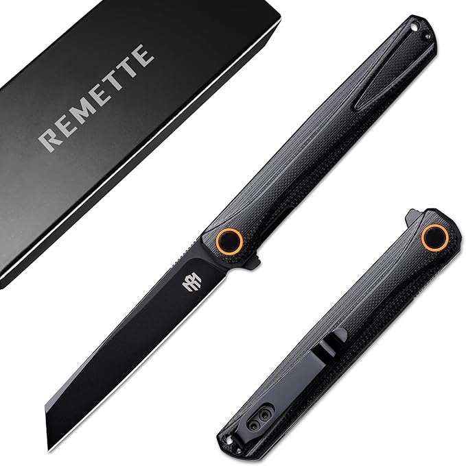 EDC Pocket Knife Canyon, 3.2" D2 Steel Tanto Blade Flip Open,G10 Handle Small Folding Knife with