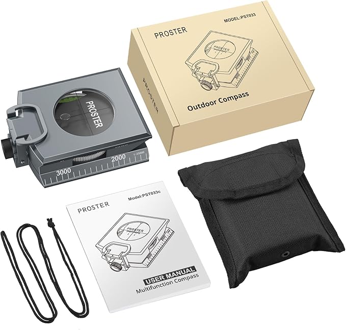 Proster IP65 Compass Hiking Survival - Lensatic Sighting Compass for Camping Navigation, Compass