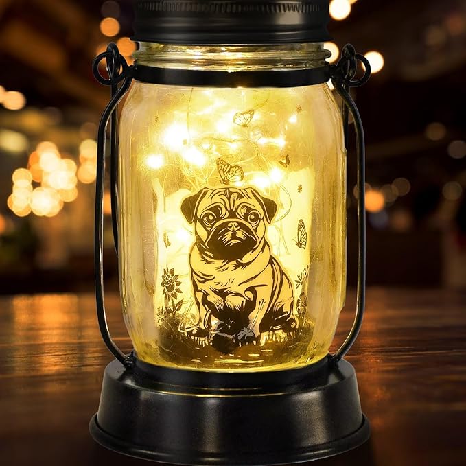 kyoryuger Pug Dog Gifts for Women/Men Pug Dog Solar Lanterns Mom Birthday Gift Pet Loss Lantern Pet