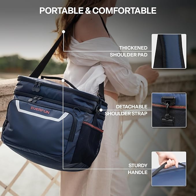 EVERFUN Small Cooler Lunch Box Mini Leak-Proof Soft Double Deck 24 Can Personal Insulated