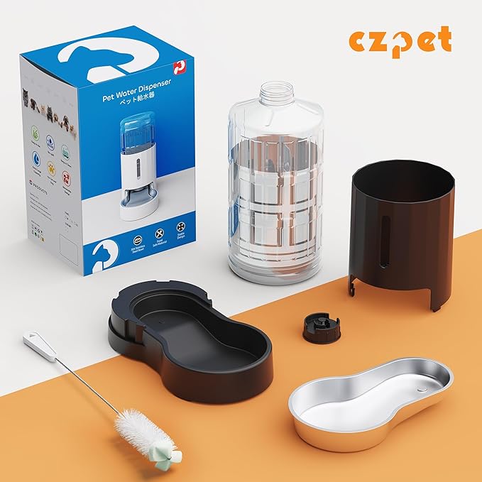 CZPET Automatic 7L Dog and Cat Water Dispenser with Stainless Steel Bowl Gravity Waterer,100%