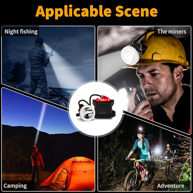 Rechargeable Mining Headlight, 1+2 LED Super Bright Cap Lamp, Explosion Proof Waterproof Hard Hat