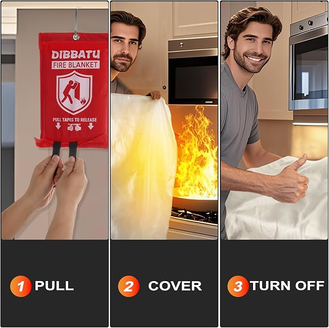 DIBBATU Fire Blanket for Home and Kitchen, Fire Blankets Emergency for Home, Emergency Fire