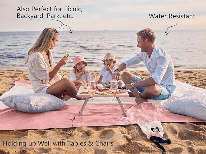 WEKAPO Beach Blanket Sandproof Waterproof, Extra Large Beach Mat, Oversized & Compact Sand Free Mat