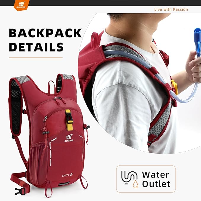 SKYSPER Small Hiking Backpack - 15L Travel Daypack Lightweight Bag Water Resistant Hiking Backpacks