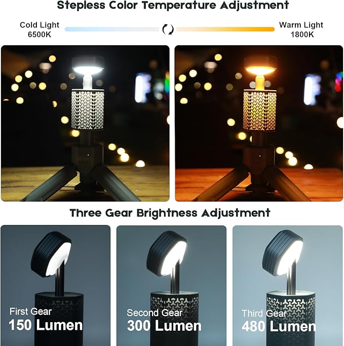 Telescopic Camping Lights,Portable Camping Lantern with Storage Bag,10500mAh Rechargeable Outdoor