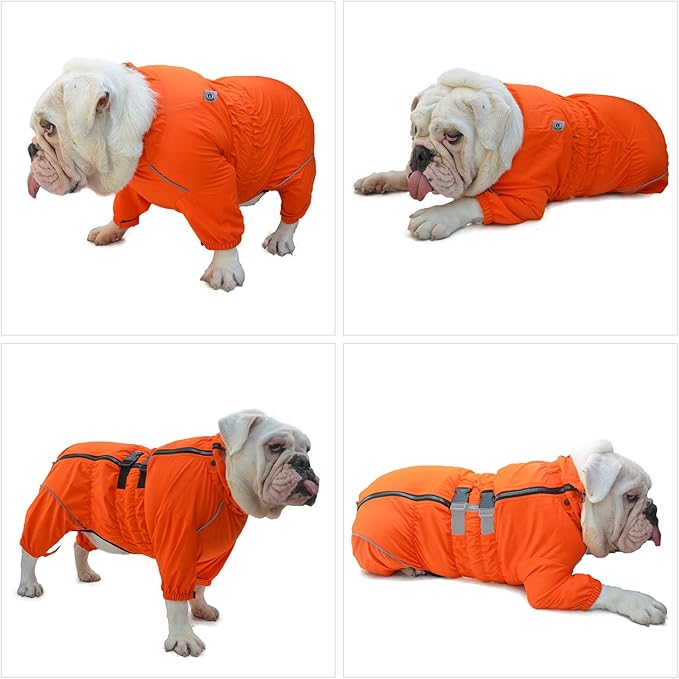 Dogs Waterproof Jacket, Lightweight Waterproof Jacket Reflective Safety Dog Raincoat Windproof