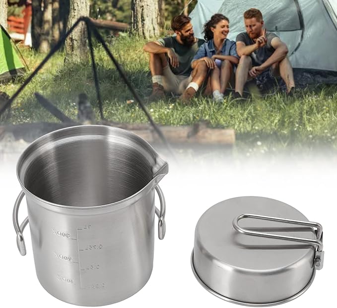 Camping Cookware Set, Stainless Steel Outdoor Wood Stove Cooking Pot Set for Outdoor Backpacking